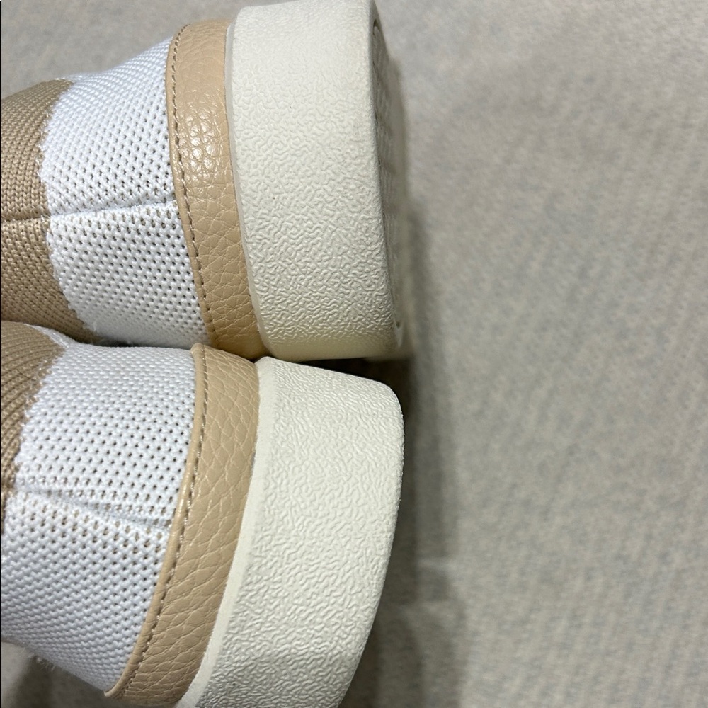 Vionic White and Tan Knit Lace-Up Sneakers - Picture 7 of 11